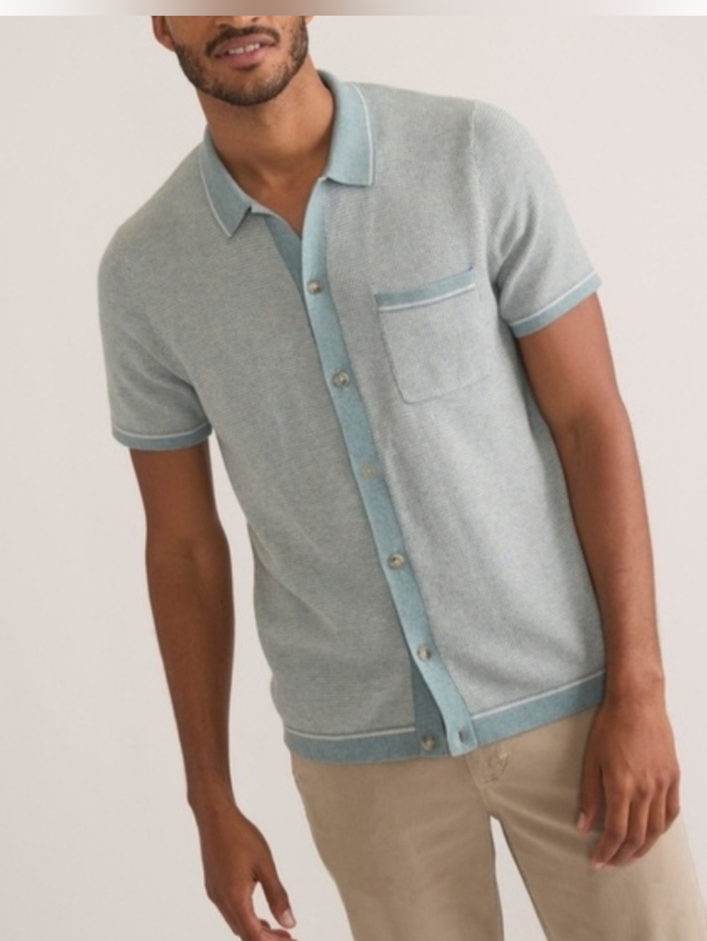 Marine Layer Wyatt Button Down Shirt in Topaz & Vapor Size XL